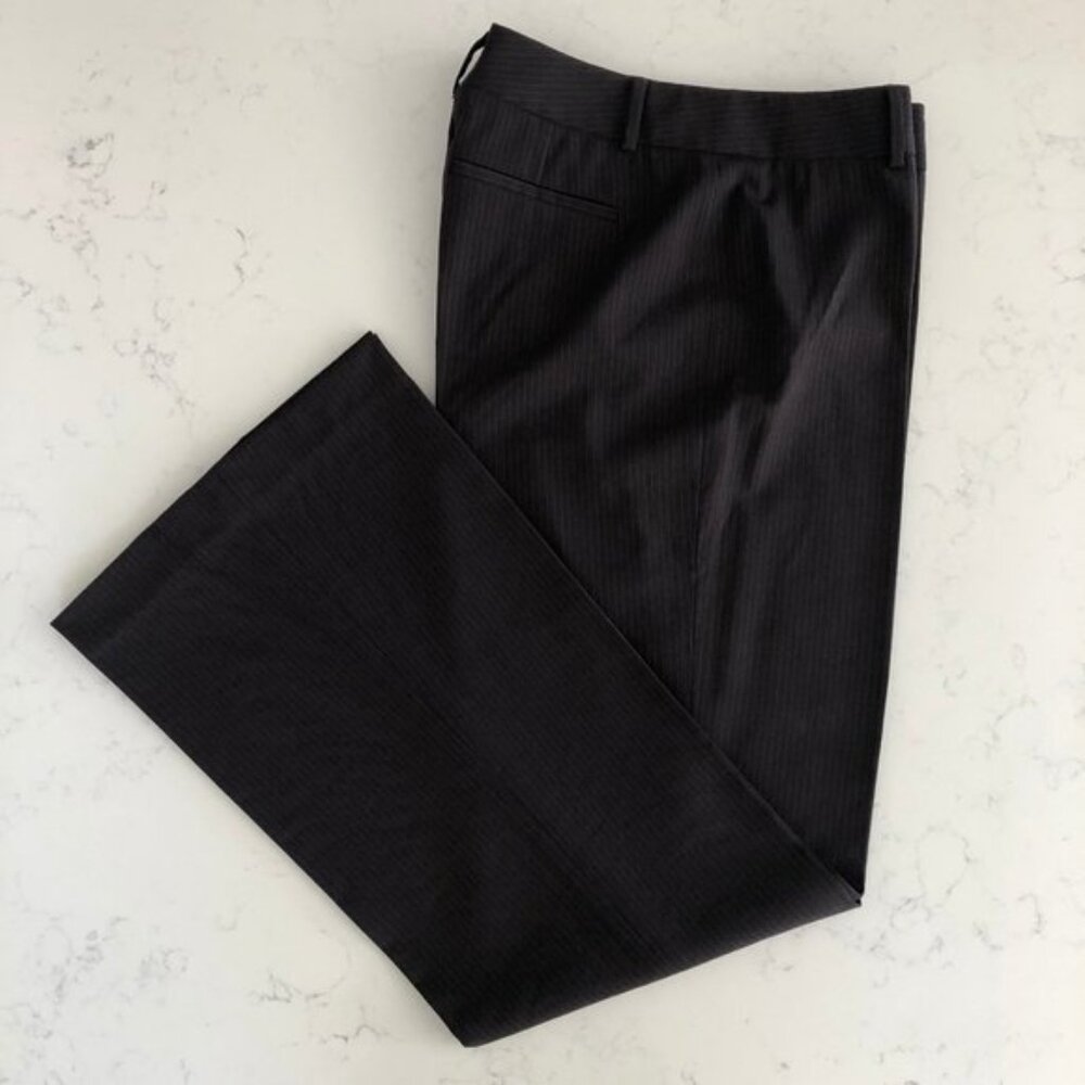 Vintage F Brand Designer Wide Leg Pinstripe Virgin Wool Pants Burgundy Sz 10